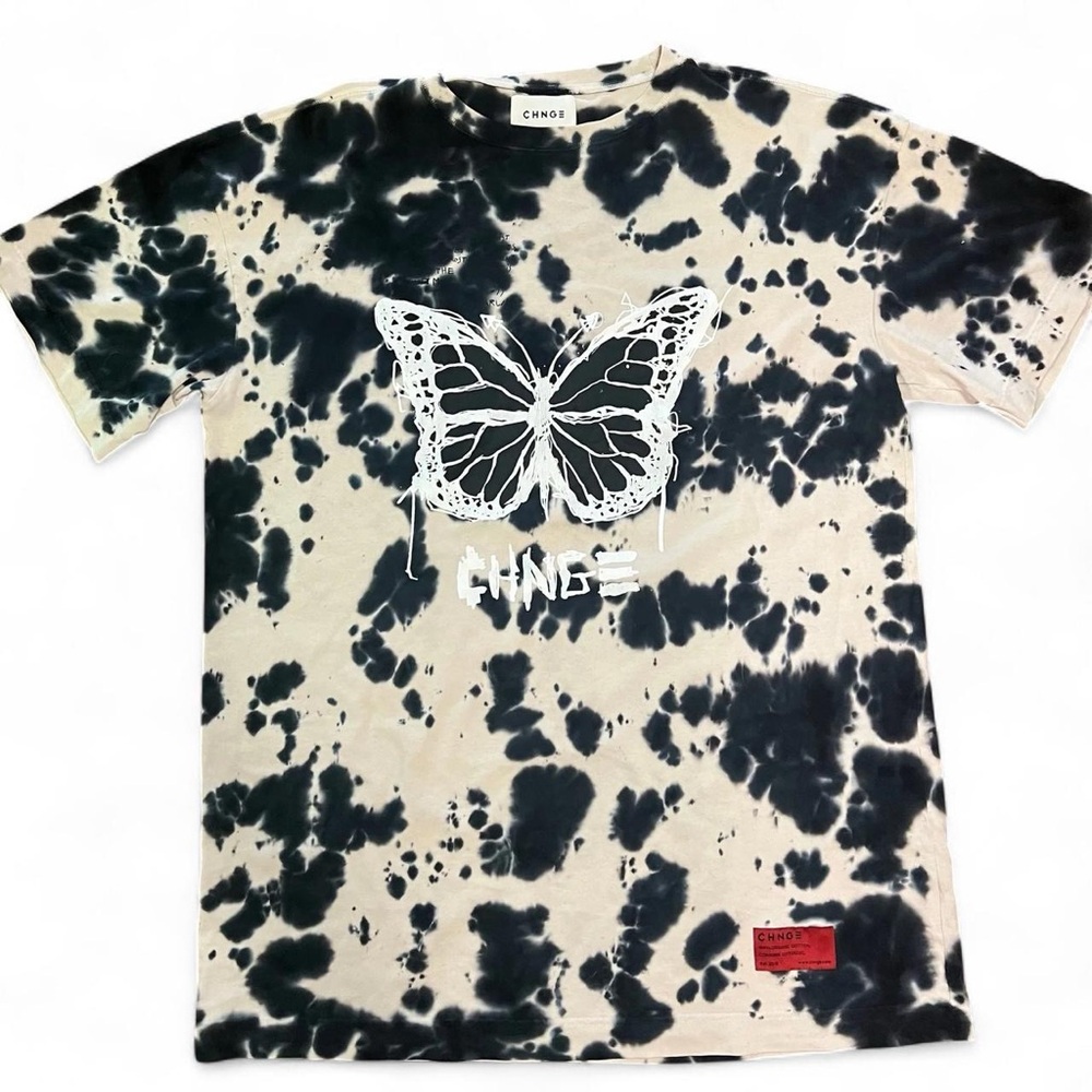 CHNGE Butterfly Tie-Dye Oversized T-Shirt Dress SZ L 100% Cotton